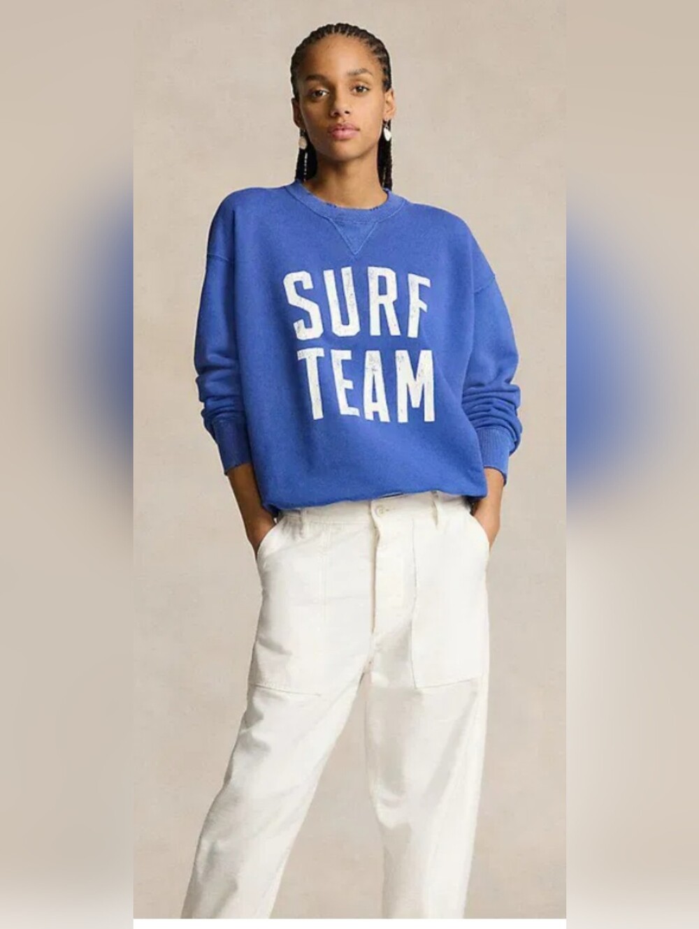 Polo by Ralph Lauren FIRE! NWT! French Terry Crewneck Sweater in Blue. Sz Sm.